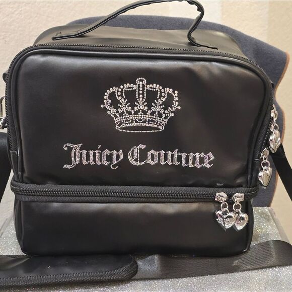 Juicy Couture Rhinestone Logo/Crown Zip-Around Insulated Lunch Tote Bag - Picture 3 of 8